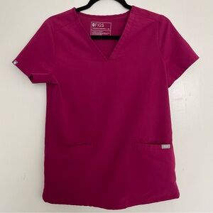 Women’s FIGS Casma Three-Pocket Scrub Top Dark Magenta 2079 Size XS